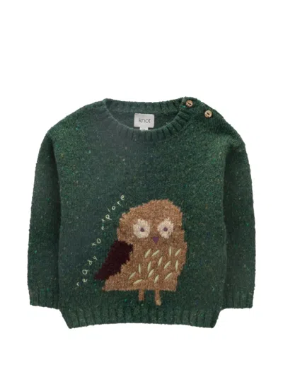 Knot Babies' Birdy Embroidered Sweater In Green