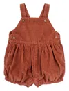 Knot Button-fastening Corduroy Romper In Brown