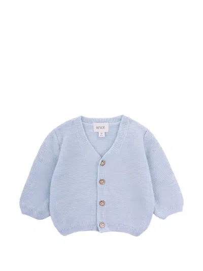 Knot Babies' Button V-neck Cardigan In Blue