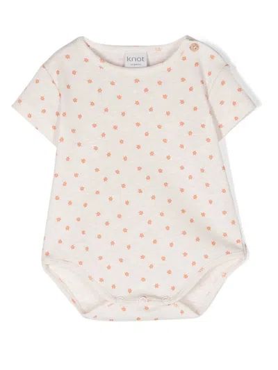 Knot Babies' Carmel Floral-print Cotton Body In Neutrals
