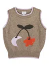 Knot Cherry-print Knitted Sweater In Brown
