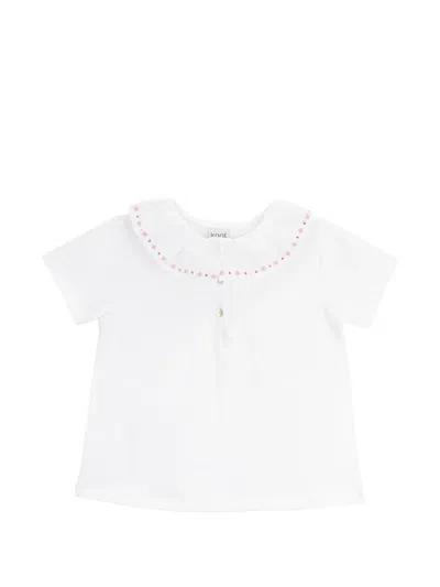 Knot Kids' Constance Ruffled-collar Polo Shirt In White