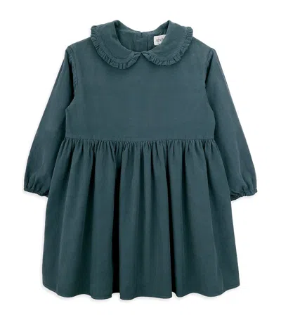 Knot Cotton Corduory Stars Dress (12-24 Months) In Green