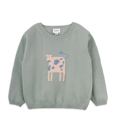Knot Kids' Cotton Cow Sweater (3-8 Years) In Slate Gray