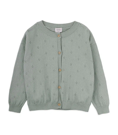 Knot Kids' Cotton Pointelle Sophie Cardigan (3-8 Years) In Slate Gray