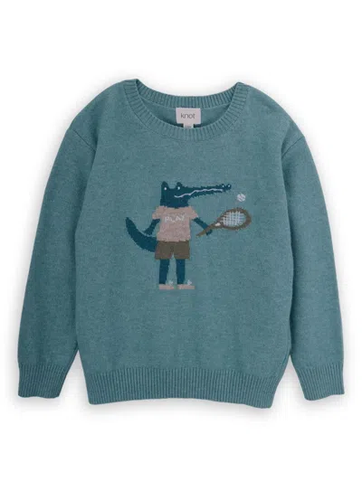 Knot Babies' Pullover Mit Kroko-effekt In Blau