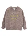 Knot Embroidered Speckled Sweater In Brown