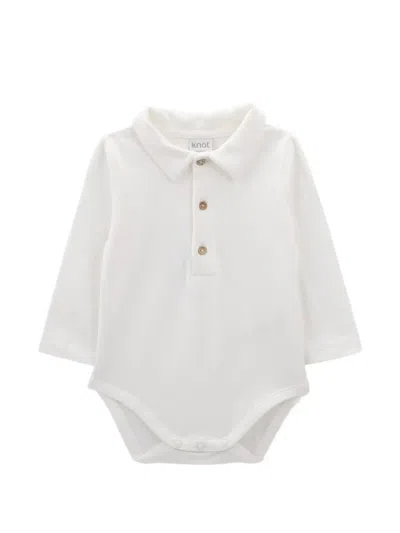 Knot Babies' Ethan Long-sleeve Bodysuit In White