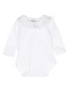 Knot Flora Ruffle-collar Bodysuit In White