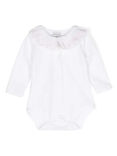 Knot Babies' Flora Ruffle-collar Bodysuit In White