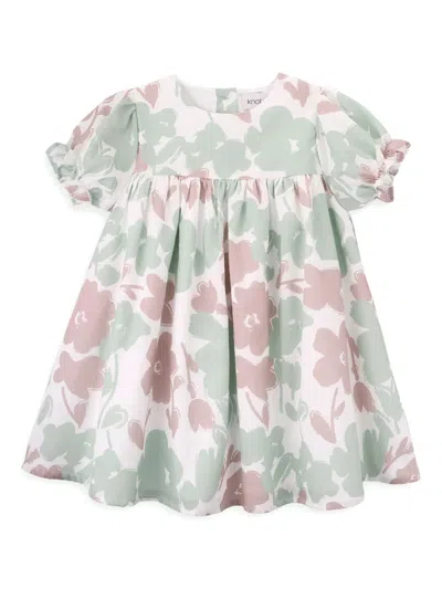 Knot Kids' Floral Dress In White