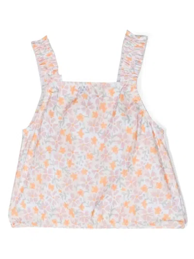 Knot Babies' Floral-print Sleeveless Top In Orange