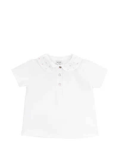 Knot Babies' Florence Floral Collar Polo In White