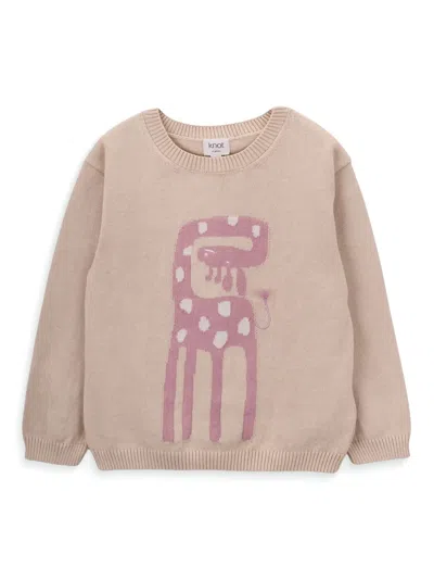 Knot Kids' Giraffe-intarsia Jumper In Brown