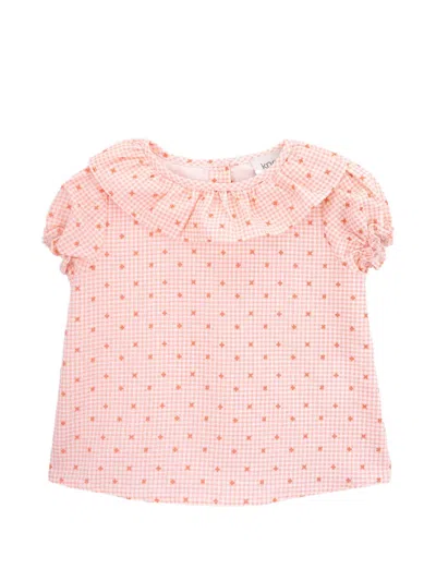 Knot Babies' Grace Ruffled Checked Blouse In Pink