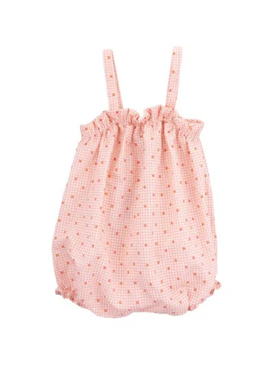 Knot Babies' Guio Checks Ruffled Romper In Pink