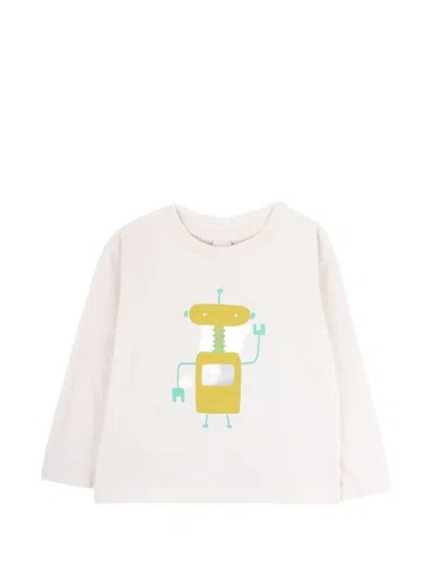 Knot Kids' Hello Robot T-shirt In Neutral