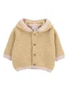 Knot Hooded Striped Cardigan In Neutral