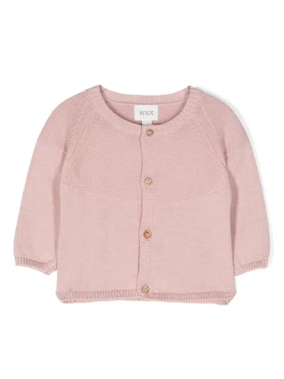 Knot Babies' Latifa Cotton Knitted Cardigan In Pink