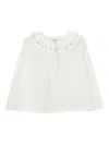 Knot Lilie Embroidered Ruffled-collar Top In White