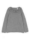Knot Lilies Ruffle-trim Jumper In Grey
