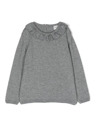 Knot Babies' Lilies Ruffle-trim Jumper In Grey