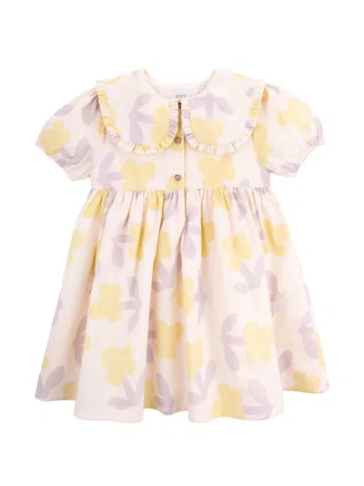 Knot Kids' Lillies Floral-print Ruffled Dress In Neutral