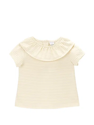 Knot Kids' Louise Striped Ruffled T-shirt In Neutral