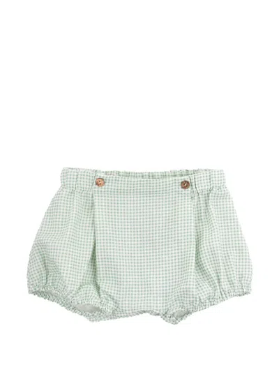 Knot Kids' Luca Bloomers Check Shorts In Green