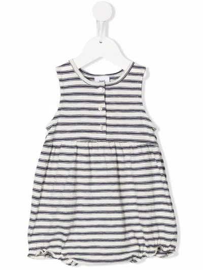 Knot Babies' Mary Striped Sleeveless Romper In Blue