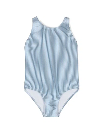 Knot Babies' May Striped Swimsuit In 蓝色