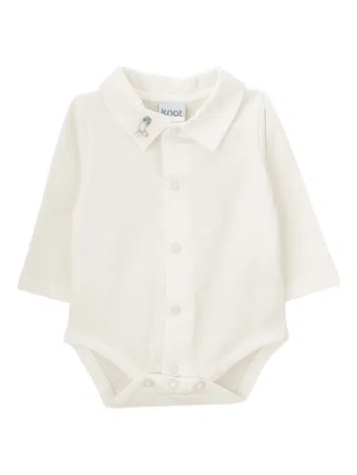 Knot Babies' Mr. Bird Embroidered Bodysuit In White