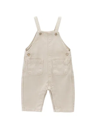 Knot Babies' Oliver Twill Overalls In Neutral