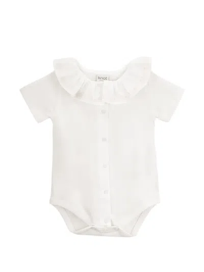 Knot Babies' Penny Pop Ruffled Bodysuit In White