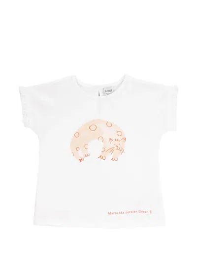 Knot Babies' Persian Ruffled Print T-shirt In White