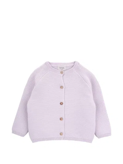 Knot Babies' Petal Buttoned Cardigan In Purple