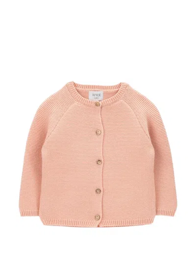 Knot Babies' Petal Crew-neck Cardigan In Orange