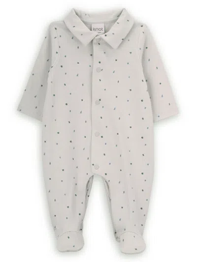 Knot Babies' Polka-dot Print Pajamas In White