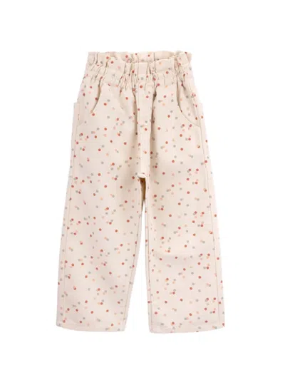 Knot Kids' Polka Dots-pattern Cotton Trousers In Neutral