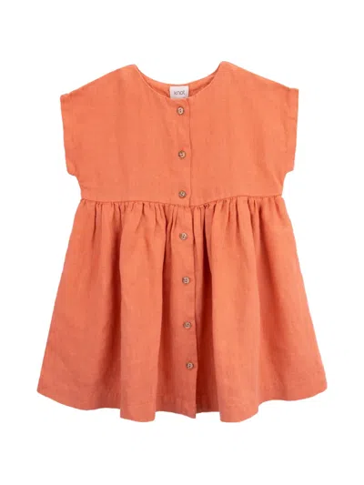 Knot Kids' Riah Button-up Dress In Orange