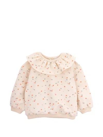 Knot Babies' Ruffled Dotted Sweatshirt In Neutral