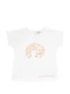 Knot Ruffled Persian-graphic T-shirt In White