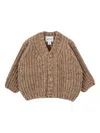 Knot Speckled Ribbed Cardigan In Brown