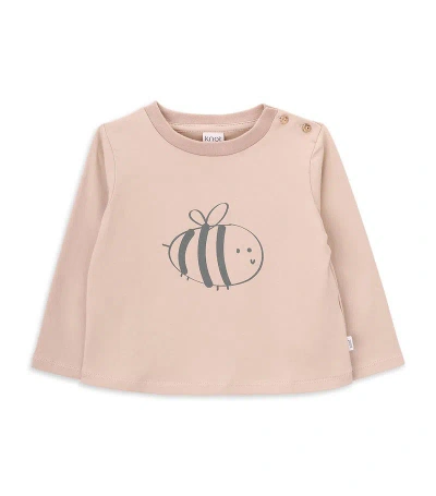 Knot Kids' Stretch-cotton Bee T-shirt (3-8 Years) In Sand