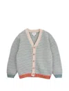 Knot Striped-pattern Button Cardigan In Blue