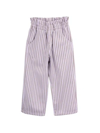 Knot Kids' Striped Twill Trousers In Purple