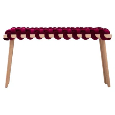 Pre-owned Knots Studio Hand Made Burgundy Velvet Woven Bench 47" Length By  In Red