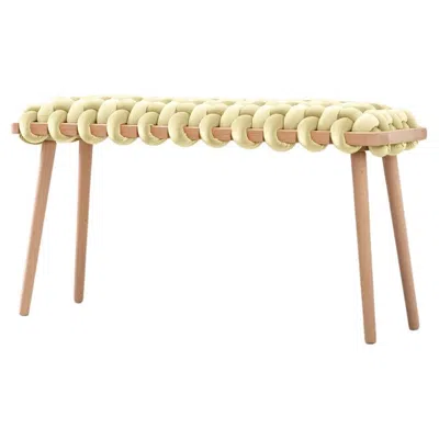 Pre-owned Knots Studio Hand Made Ivory Velvet Woven Bench 47" Length By  In White