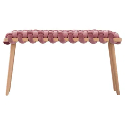 Pre-owned Knots Studio Hand Made Mauve Velvet Woven Bench 47" Length By  In Brown