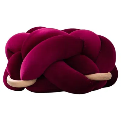 Pre-owned Knots Studio Handmade Velvet Burgundy Knot Ottoman 30x30 Inch By  In Red